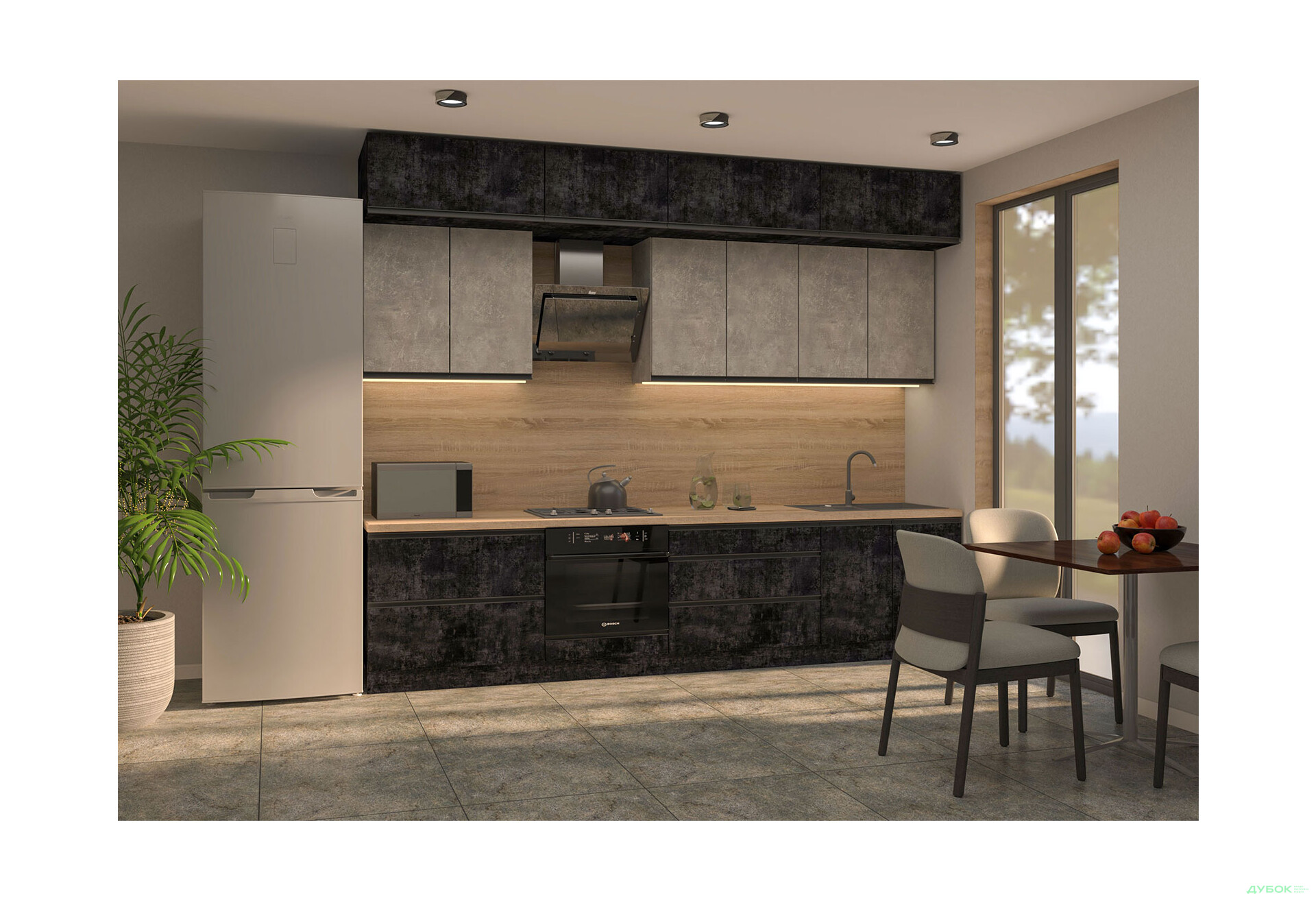 Изображение 1 - Кухня Вип-мастер ГаМа / GaMa Люкс 300 см, бетон темный / бетон