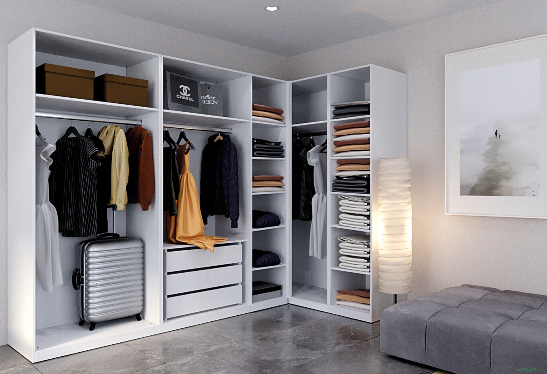 Изображение 1 - Гардеробная система Идеа / Idea Комплект 1 МироМарк 277х134 см белый глянец