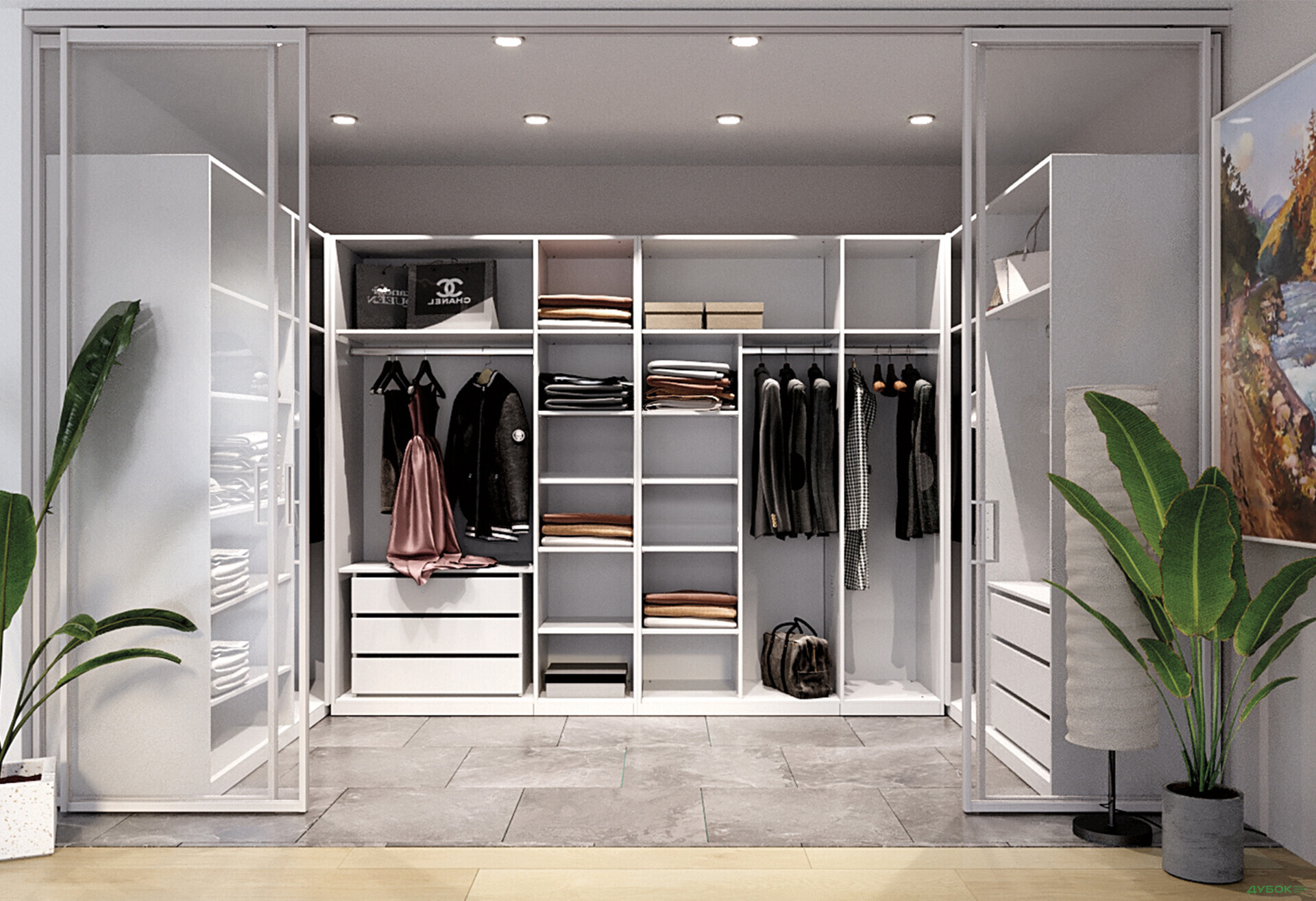 Изображение 1 - Гардеробная система Идеа / Idea Комплект 2 МироМарк 374х179 см белый глянец