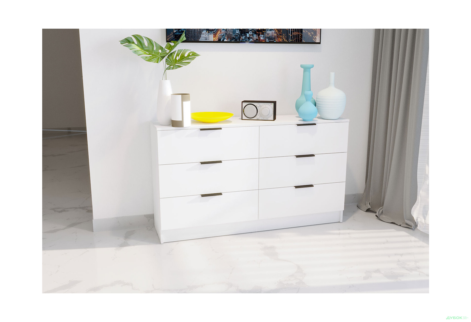 Изображение 2 - Комод Viant Сити 1 на 6 ящиков 120 см, белый