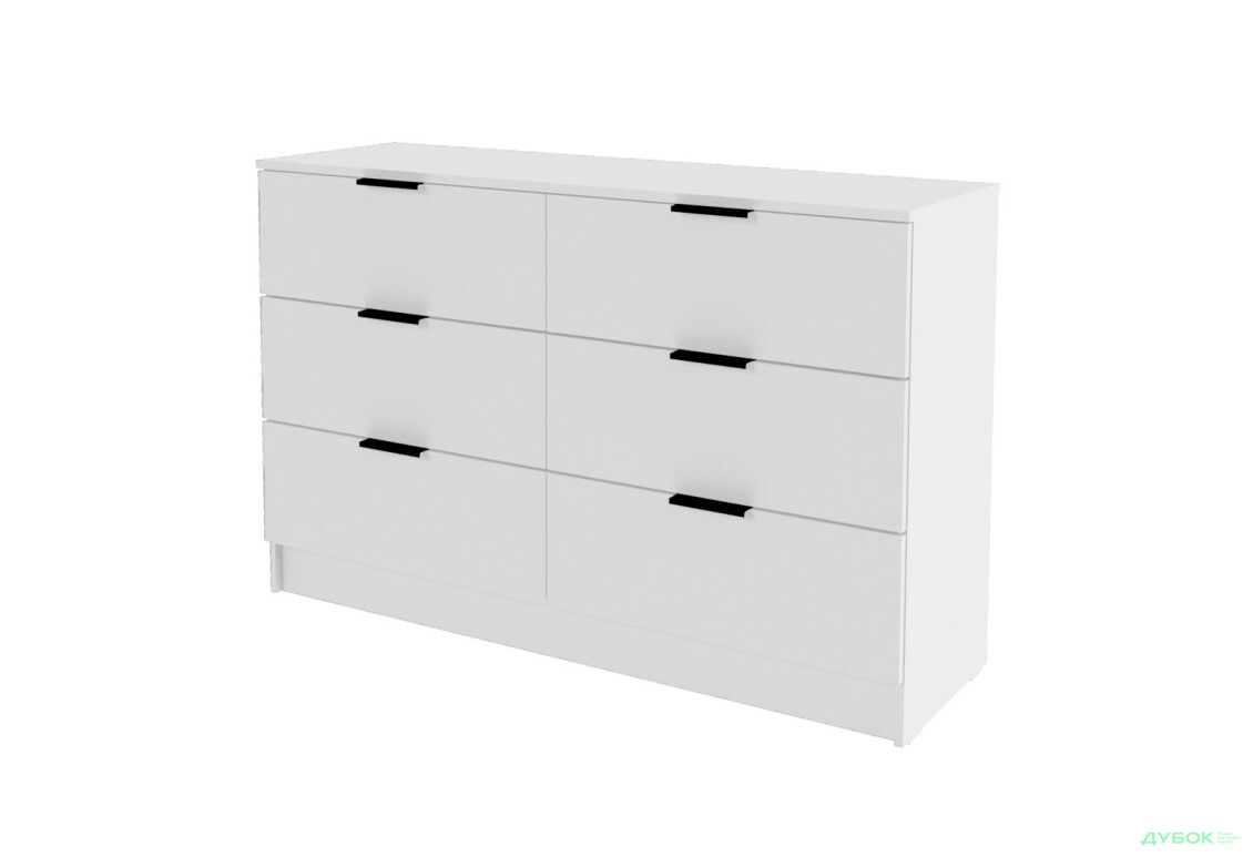 Комод Viant Сити 1 на 6 ящиков 120 см, белый