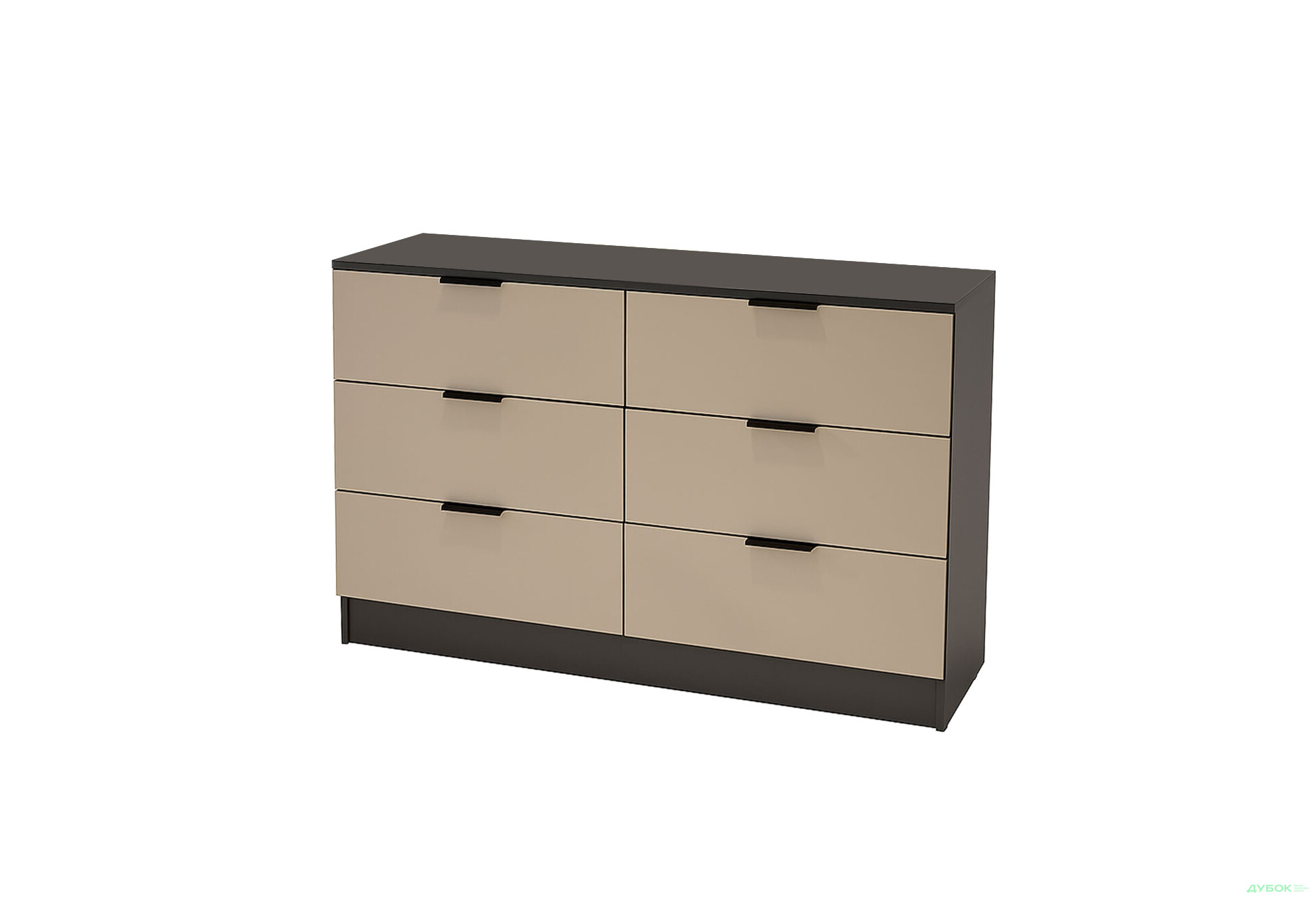 Зображення 1 - Комод Viant Сіті 1 на 6 шухляд 120 см, антрацит / кашемір