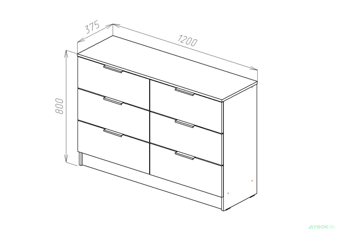 Изображение 3 - Комод Viant Сити 1 на 6 ящиков 120 см, серый