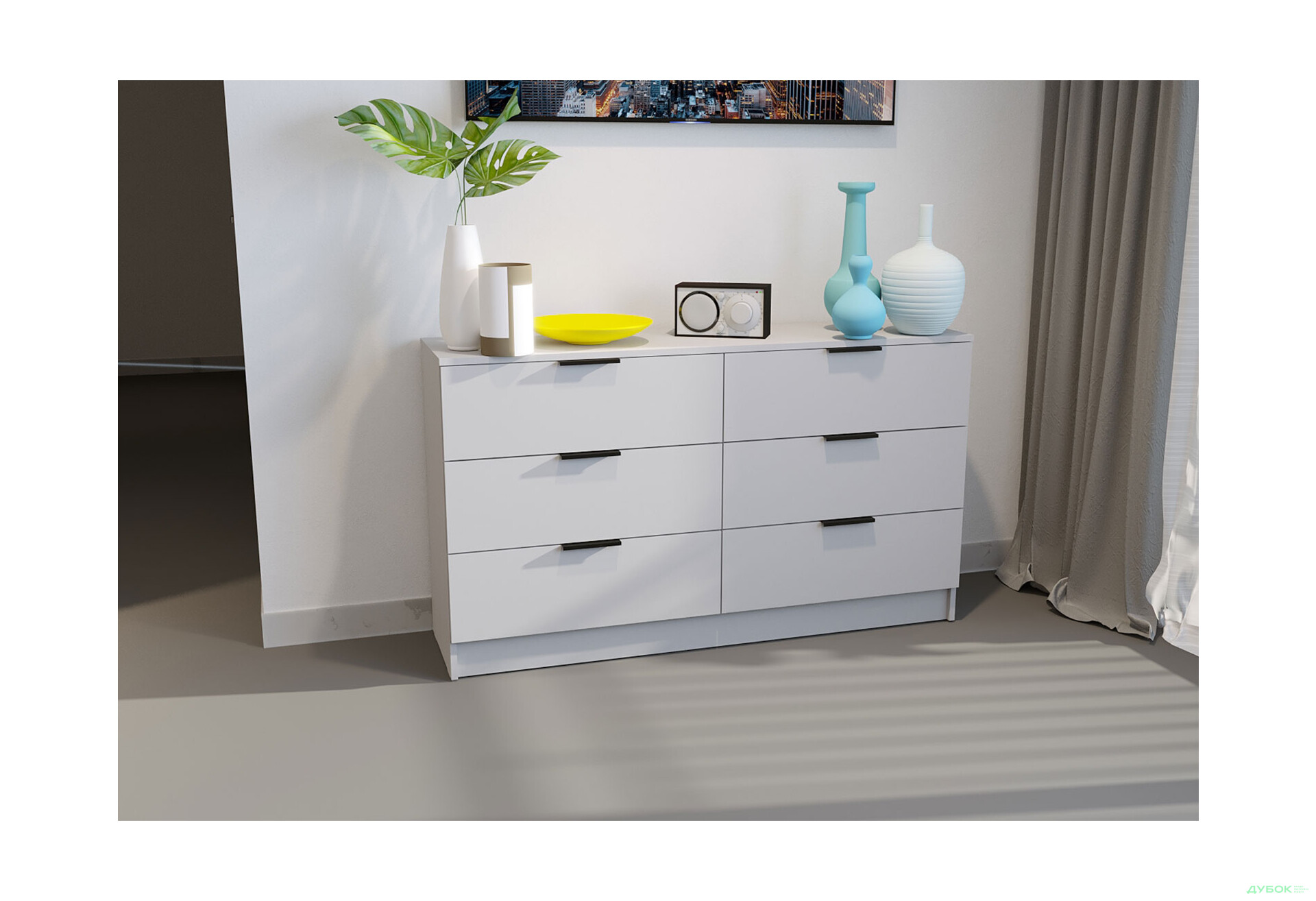 Изображение 2 - Комод Viant Сити 1 на 6 ящиков 140 см, серый