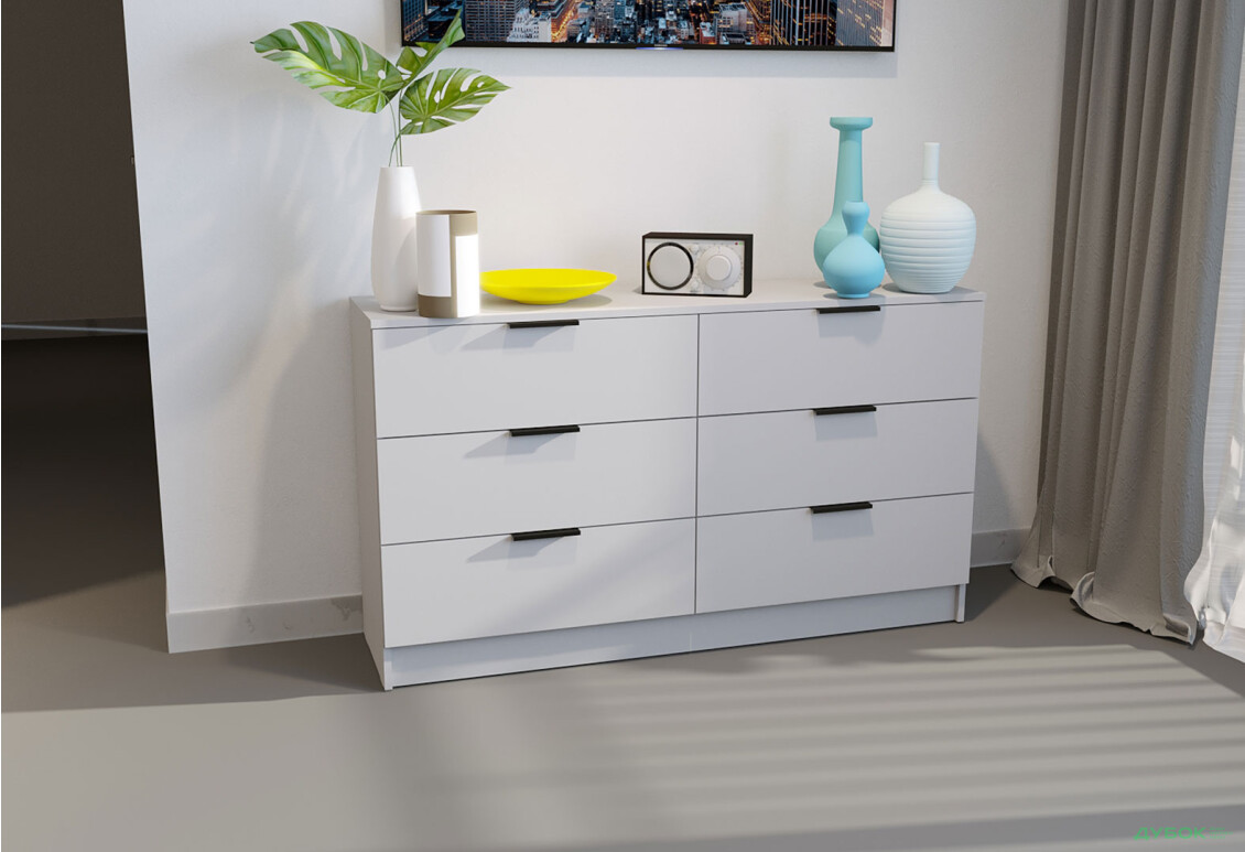 Изображение 2 - Комод Viant Сити 1 на 6 ящиков 140 см, серый