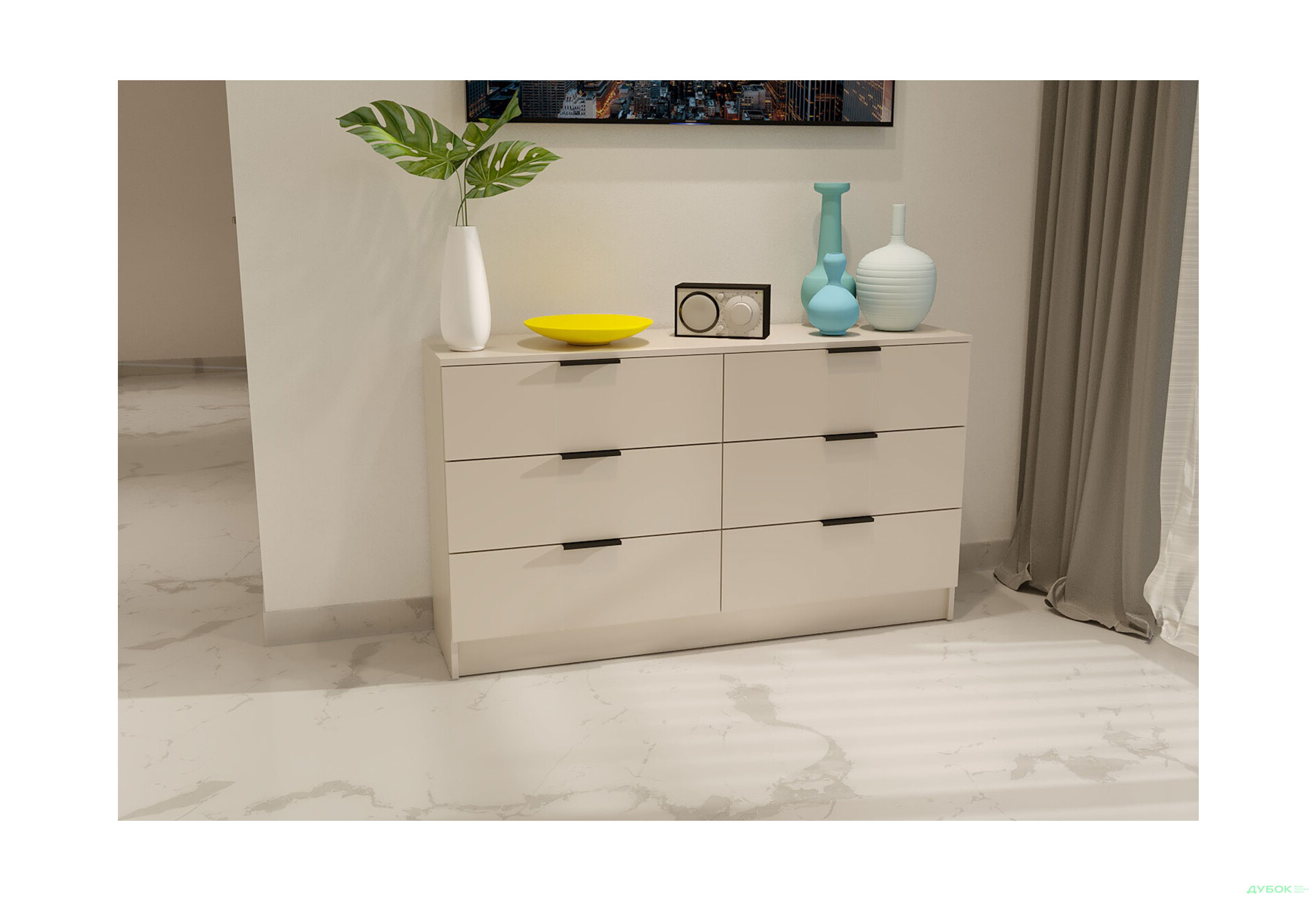 Изображение 2 - Комод Viant Сити 1 на 6 ящиков 140 см, кашемир