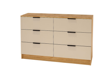 Комод Viant Сити 1 на 6 ящиков 140 см, дуб тахо / кашемир