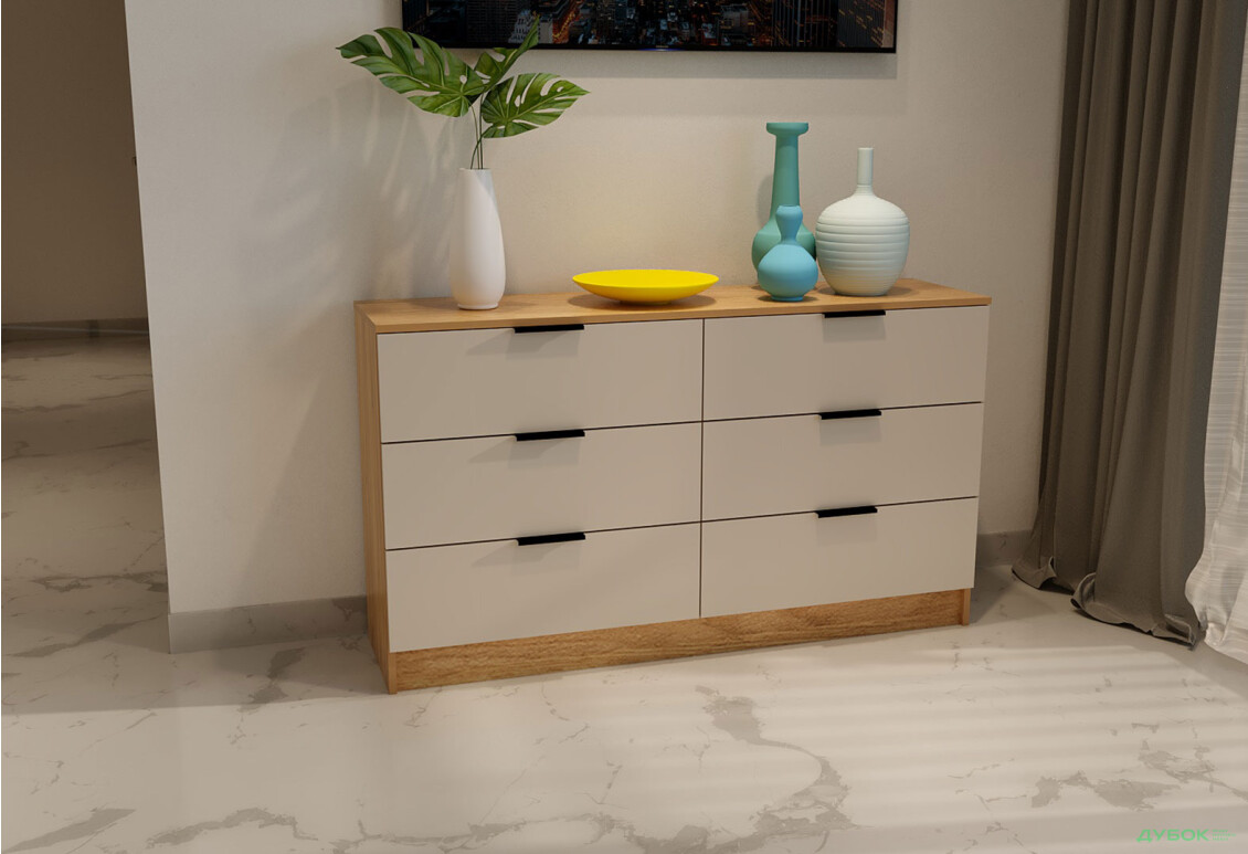 Изображение 2 - Комод Viant Сити 1 на 6 ящиков 140 см, дуб тахо / кашемир