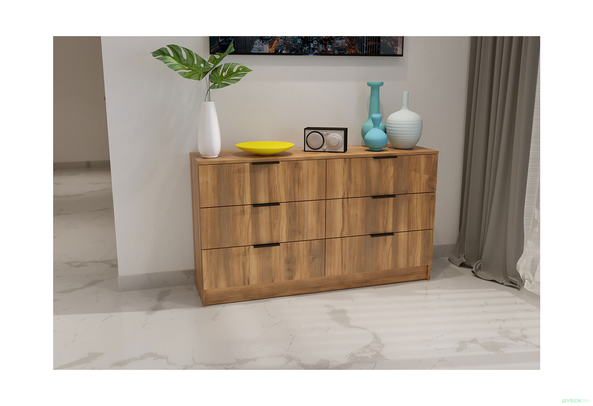 Изображение 2 - Комод Viant Сити 1 на 6 ящиков 140 см, янтарь
