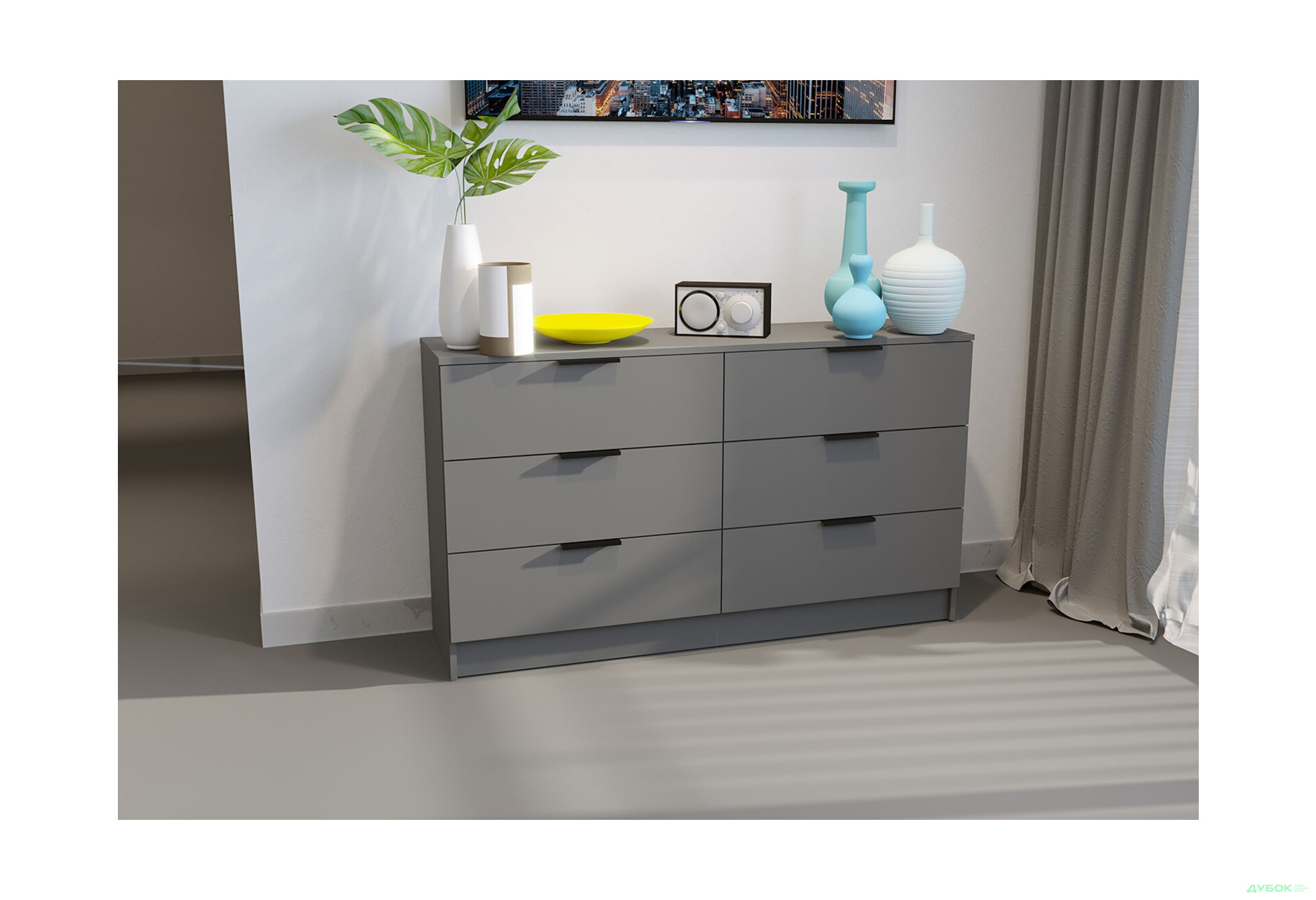 Изображение 2 - Комод Viant Сити 1 на 6 ящиков 140 см, антрацит