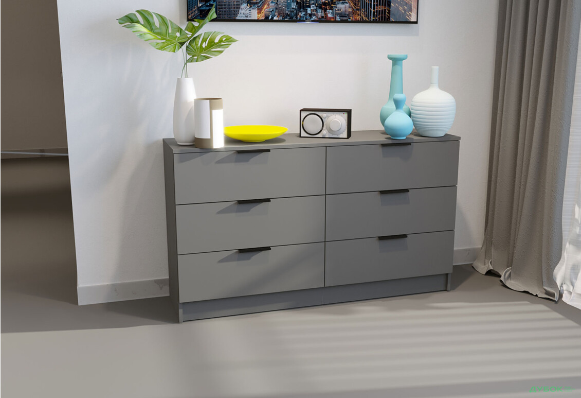 Изображение 2 - Комод Viant Сити 1 на 6 ящиков 140 см, антрацит