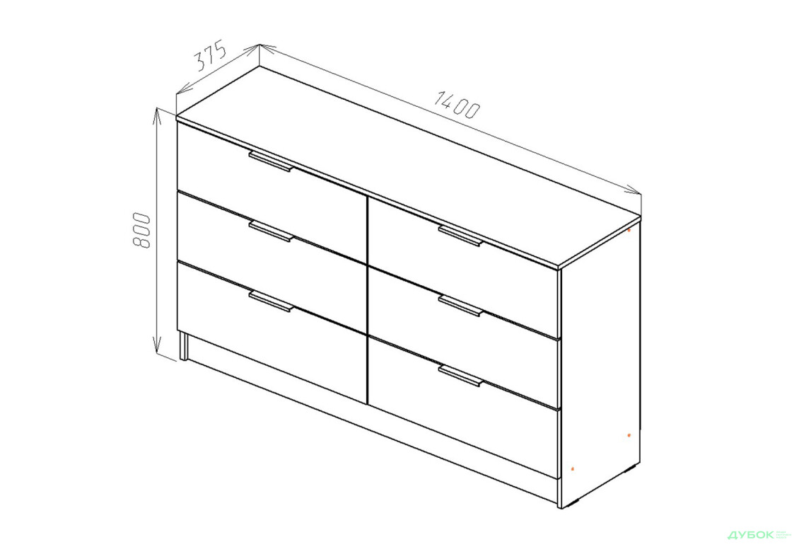 Изображение 3 - Комод Viant Сити 1 на 6 ящиков 140 см, антрацит