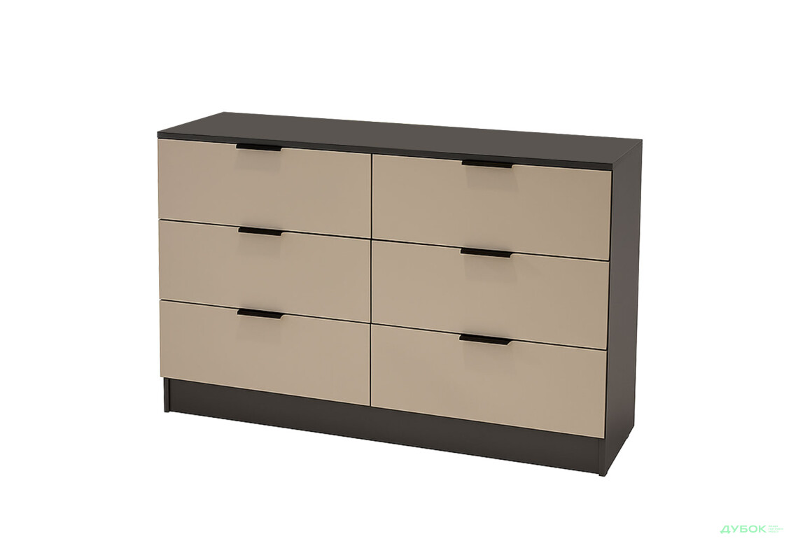 Комод Viant Сити 1 на 6 ящиков 140 см, антрацит / кашемир