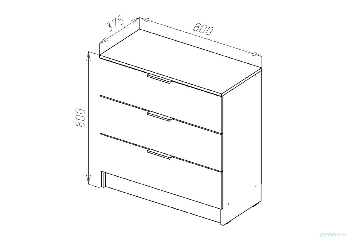 Изображение 3 - Комод Viant Сити 2 на 3 ящика 80 см, дуб тахо