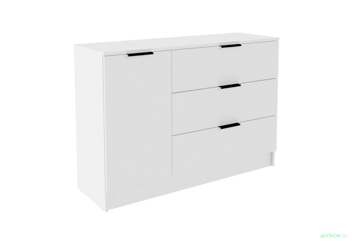 Комод Viant Сити 3 на 3 ящика и 1 дверку 120 см, белый