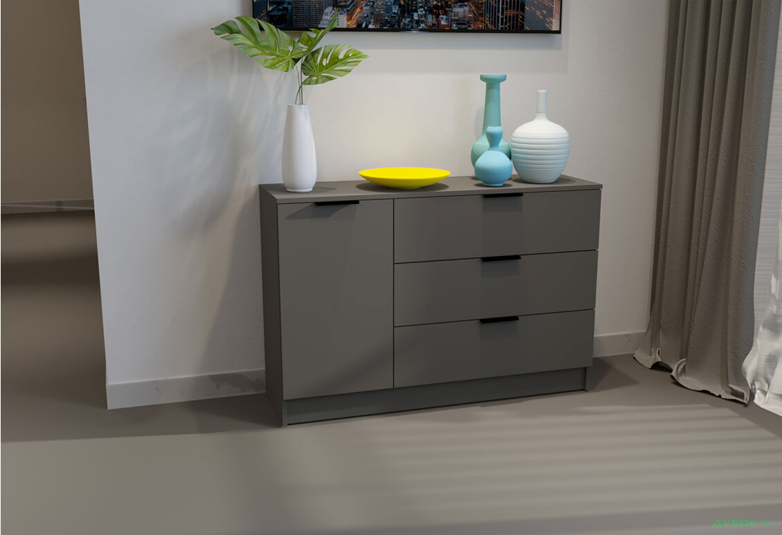 Изображение 2 - Комод Viant Сити 3 на 3 ящика и 1 дверку 120 см, антрацит