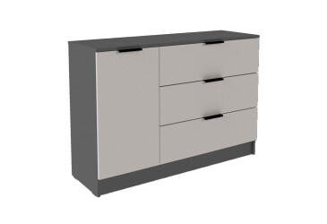 Комод Viant Сити 3 на 3 ящика и 1 дверку 120 см, антрацит / кашемир