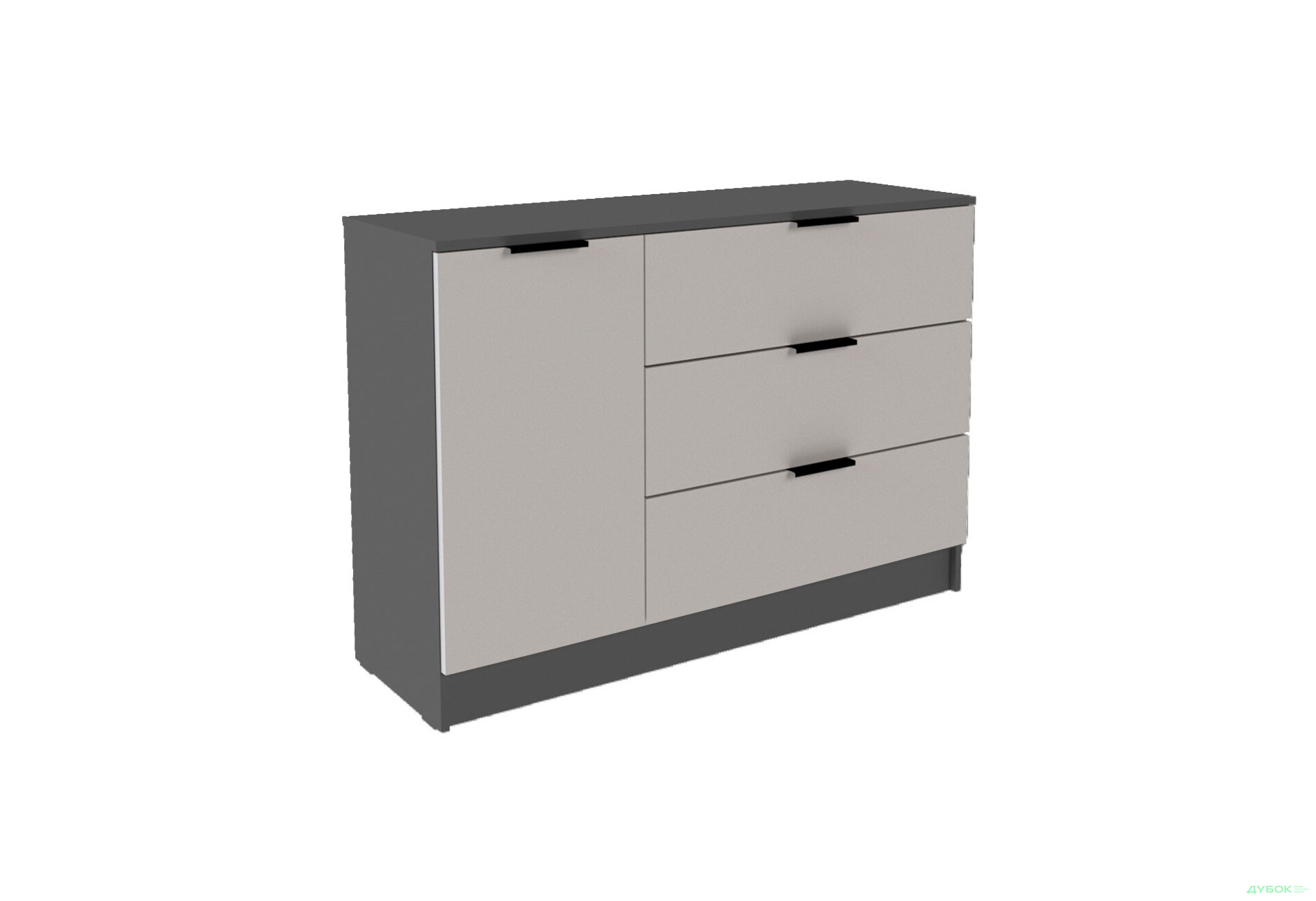 Изображение 1 - Комод Viant Сити 3 на 3 ящика и 1 дверку 120 см, антрацит / кашемир