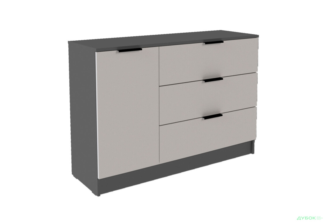 Комод Viant Сити 3 на 3 ящика и 1 дверку 120 см, антрацит / кашемир
