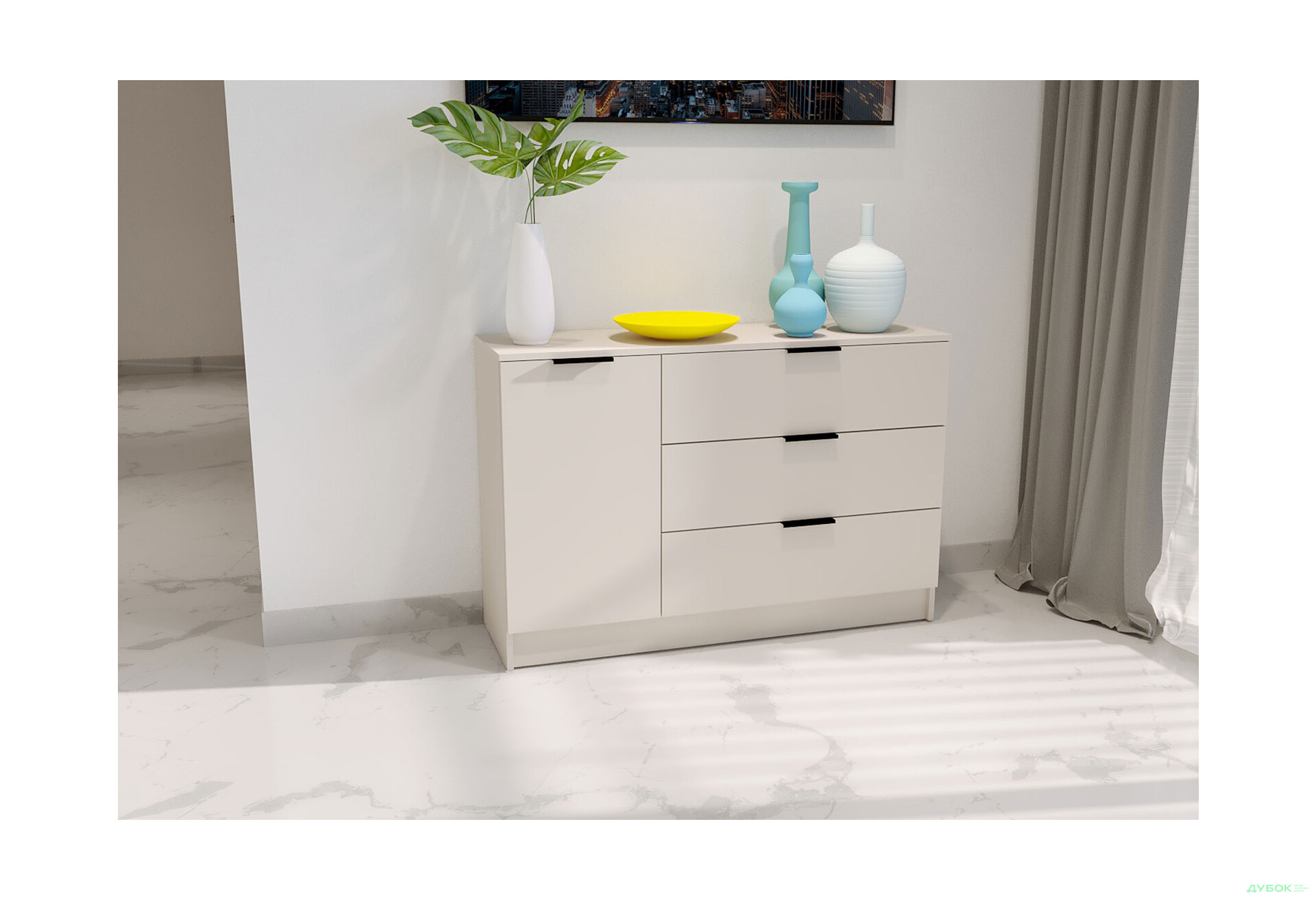 Изображение 2 - Комод Viant Сити 3 на 3 ящика и 1 дверку 120 см, кашемир