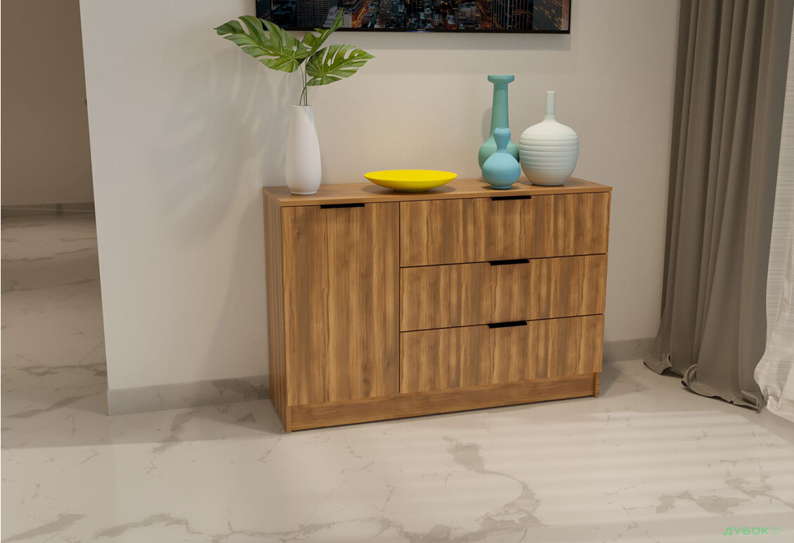Изображение 2 - Комод Viant Сити 3 на 3 ящика и 1 дверку 120 см, янтарь