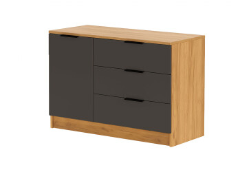 Комод Viant Сити 3 на 3 ящика и 1 дверку 120 см, дуб тахо / антрацит