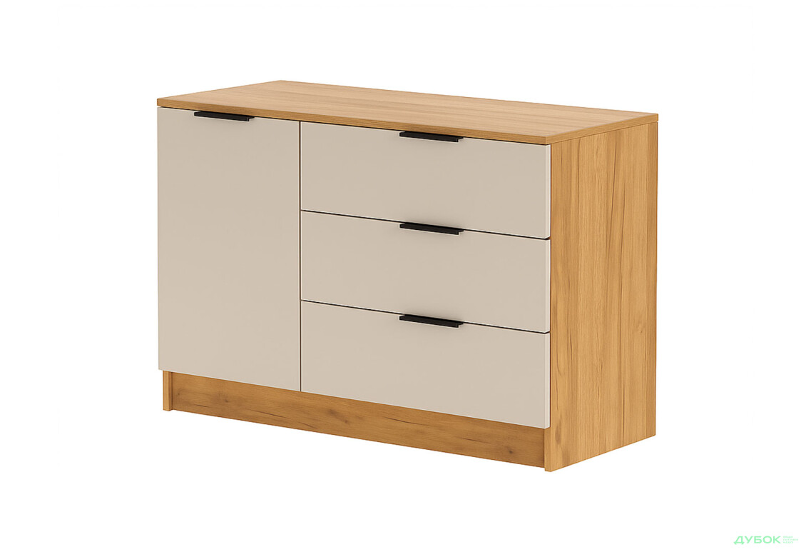 Комод Viant Сити 3 на 3 ящика и 1 дверку 120 см, дуб тахо / кашемир