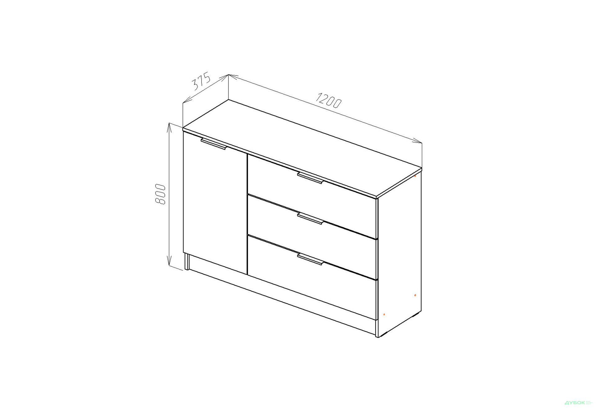 Изображение 3 - Комод Viant Сити 3 на 3 ящика и 1 дверку 120 см, дуб тахо / кашемир