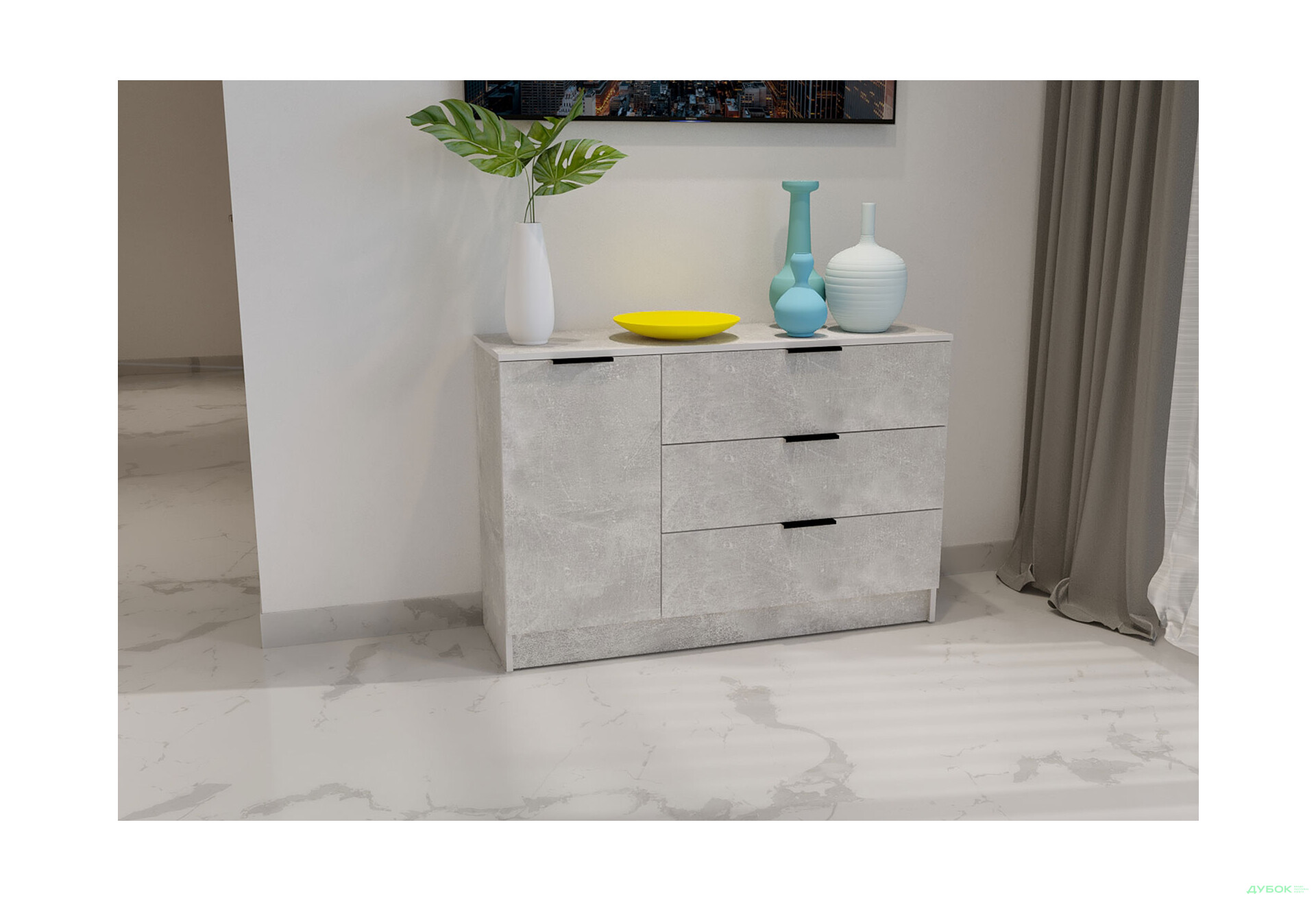 Изображение 2 - Комод Viant Сити 3 на 3 ящика и 1 дверку 120 см, индастриал