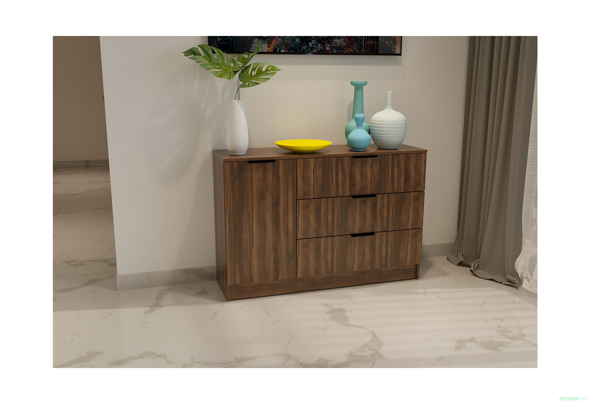 Изображение 2 - Комод Viant Сити 3 на 3 ящика и 1 дверку 120 см, ристретто