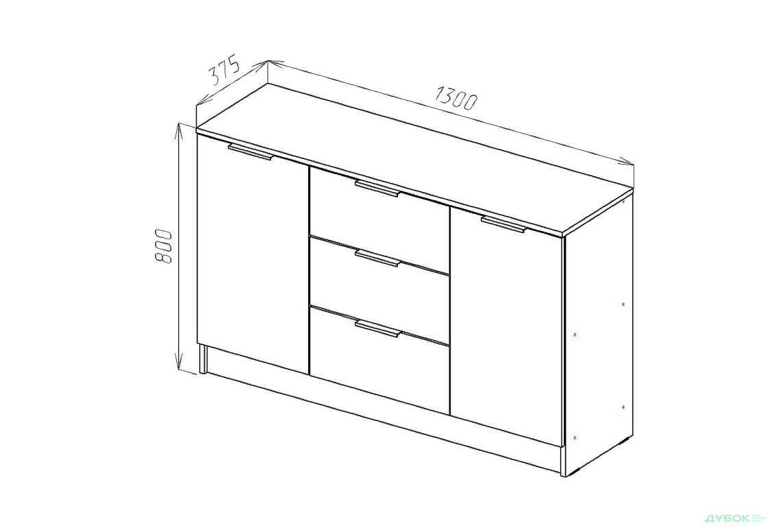 Изображение 3 - Комод Viant Сити 4 на 3 ящика и 2 дверками 130 см, белый