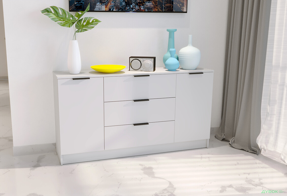 Изображение 2 - Комод Viant Сити 4 на 3 ящика и 2 дверками 130 см, белый