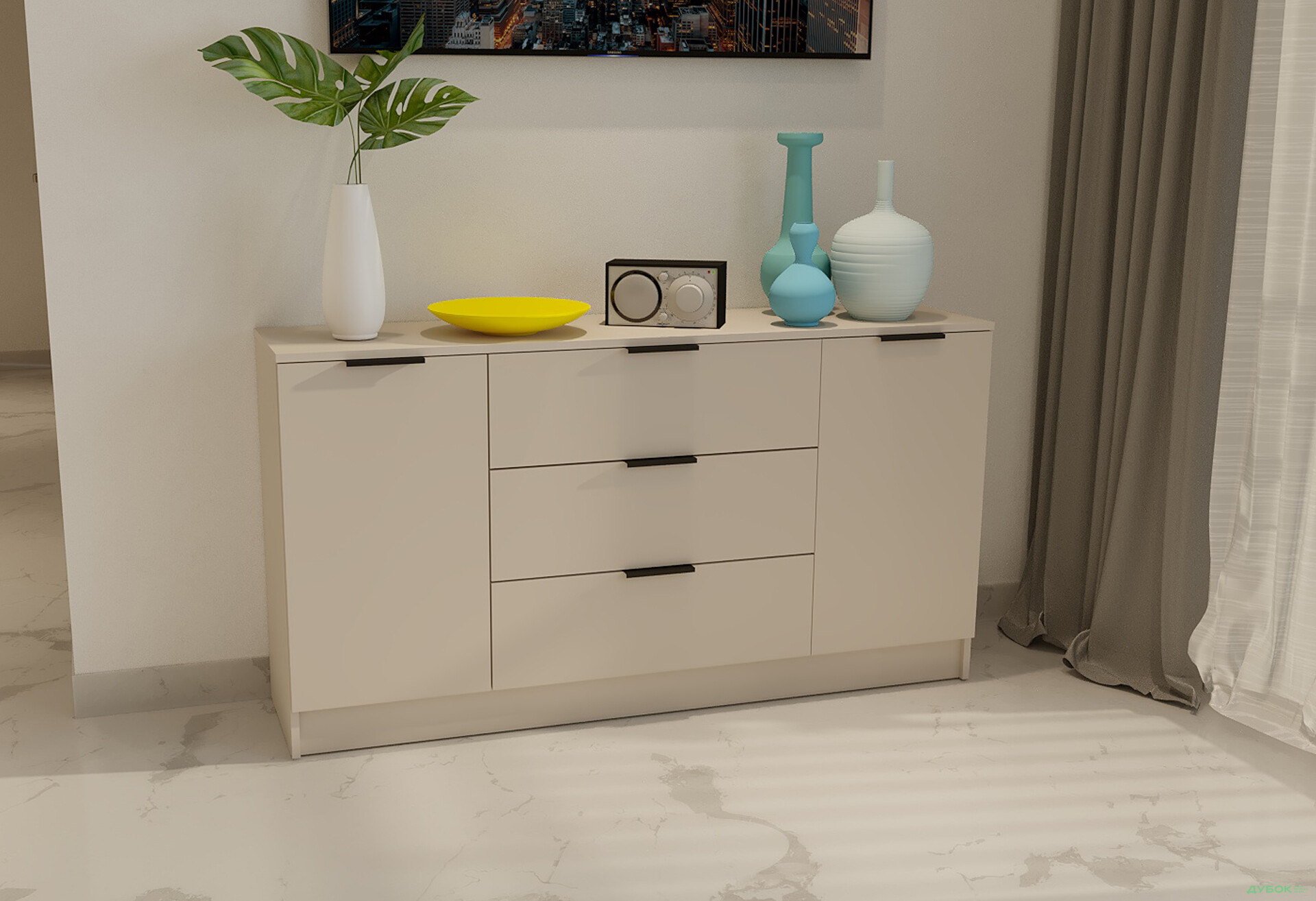 Изображение 2 - Комод Viant Сити 4 на 3 ящика и 2 дверками 130 см, кашемир