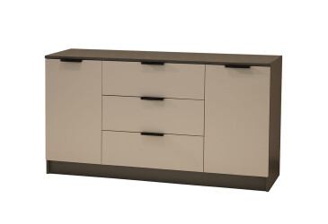 Комод Viant Сити 4 на 3 ящика и 2 дверками 130 см, антрацит / кашемир