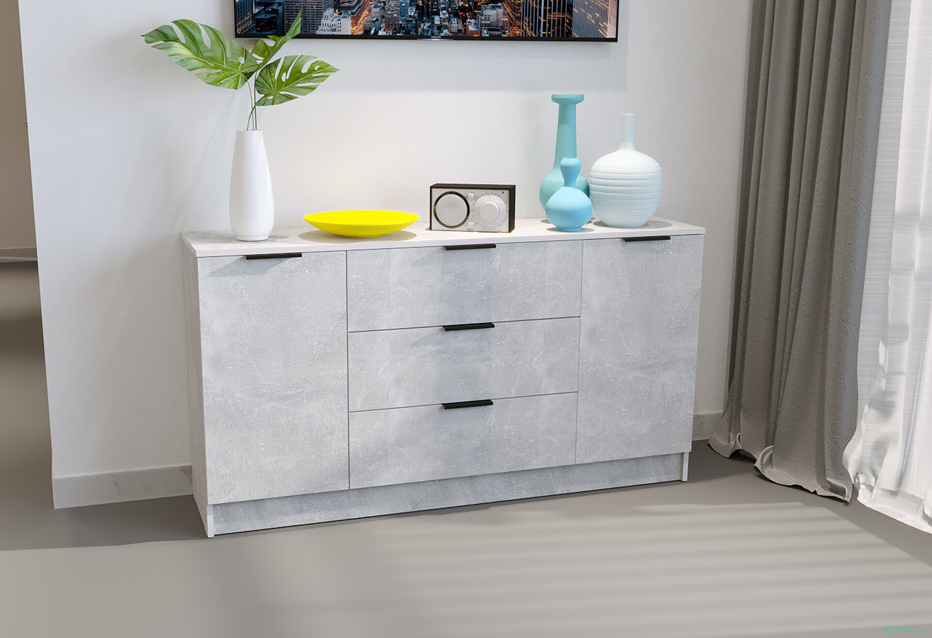 Изображение 2 - Комод Viant Сити 4 на 3 ящика и 2 дверками 130 см, индастриал