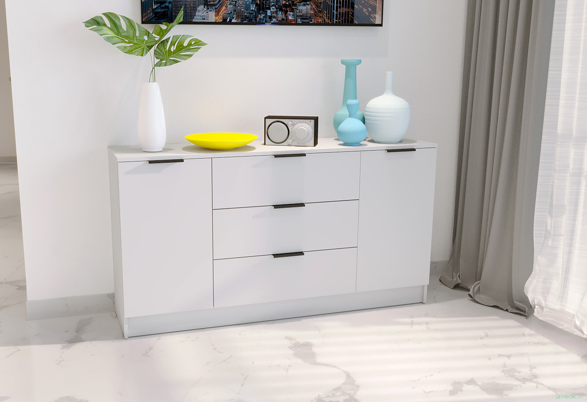 Изображение 2 - Комод Viant Сити 4 на 3 ящика и 2 дверками 150 см, белый