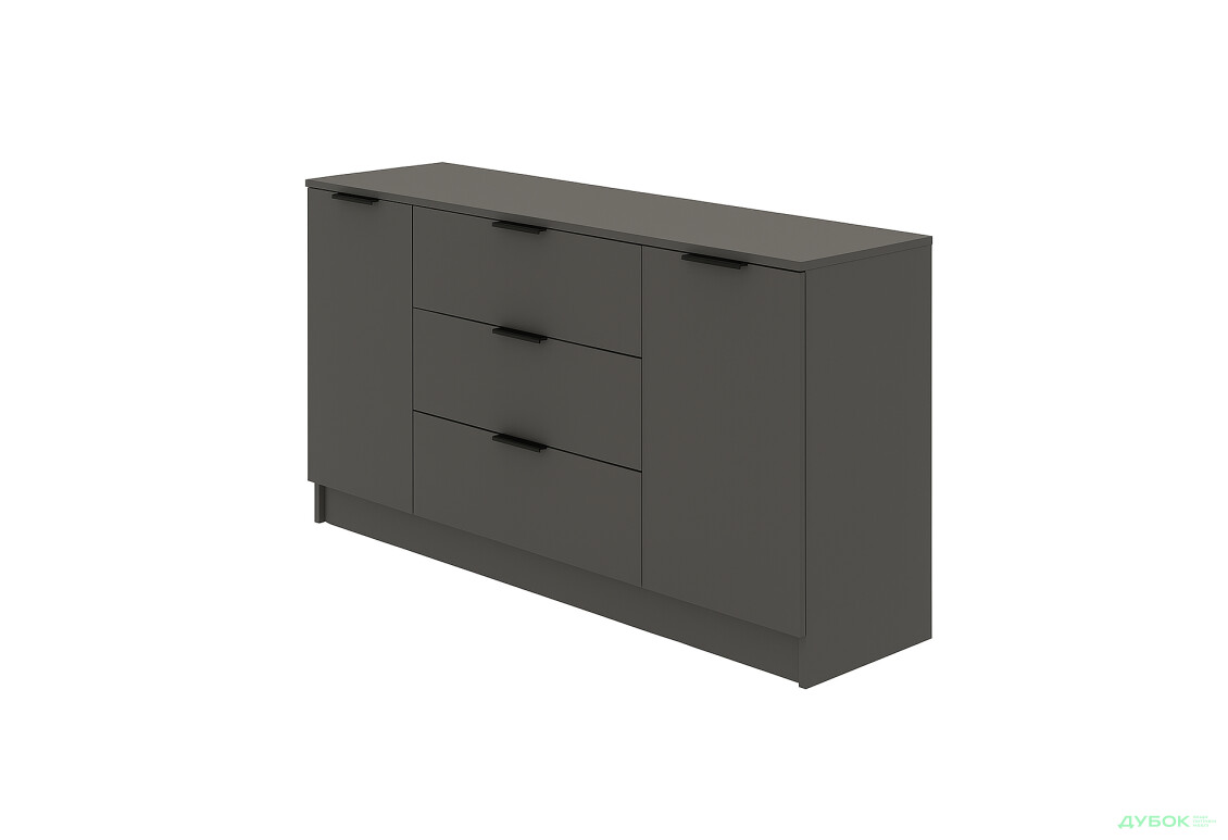 Комод Viant Сити 4 на 3 ящика и 2 дверками 150 см, антрацит
