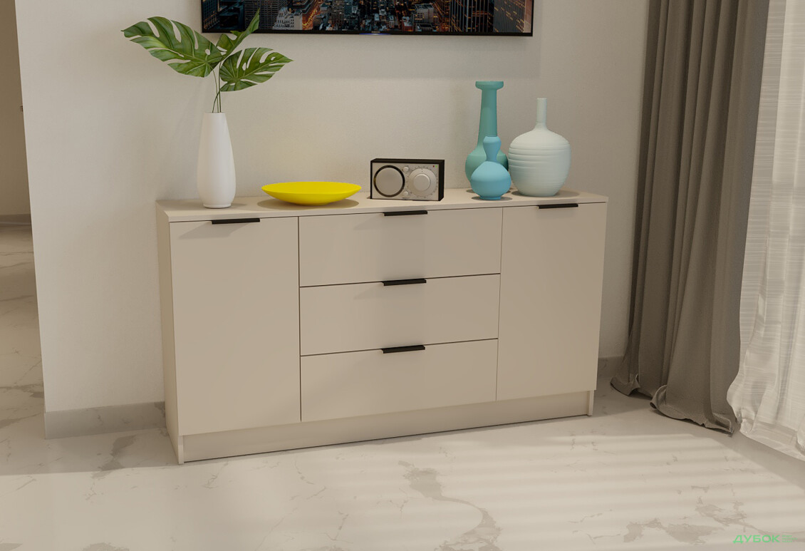 Изображение 2 - Комод Viant Сити 4 на 3 ящика и 2 дверками 150 см, кашемир