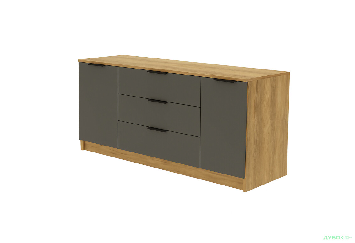 Комод Viant Сити 4 на 3 ящика и 2 дверками 150 см, дуб тахо / антрацит
