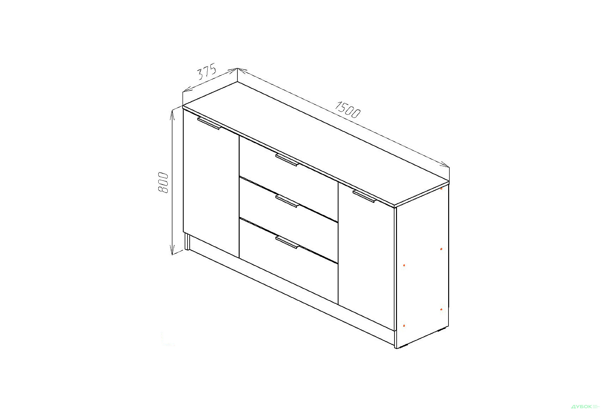 Изображение 3 - Комод Viant Сити 4 на 3 ящика и 2 дверками 150 см, индастриал