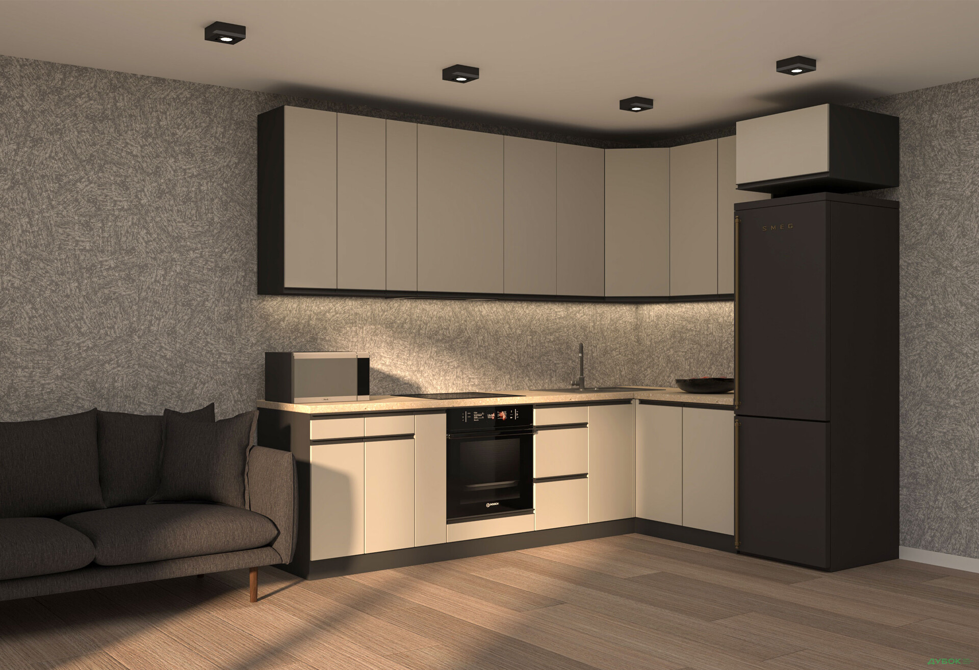 Зображення 1 - Кухня VIP-master ГаМа / GaMa Люкс 300x200 см, антрацит / кашемір