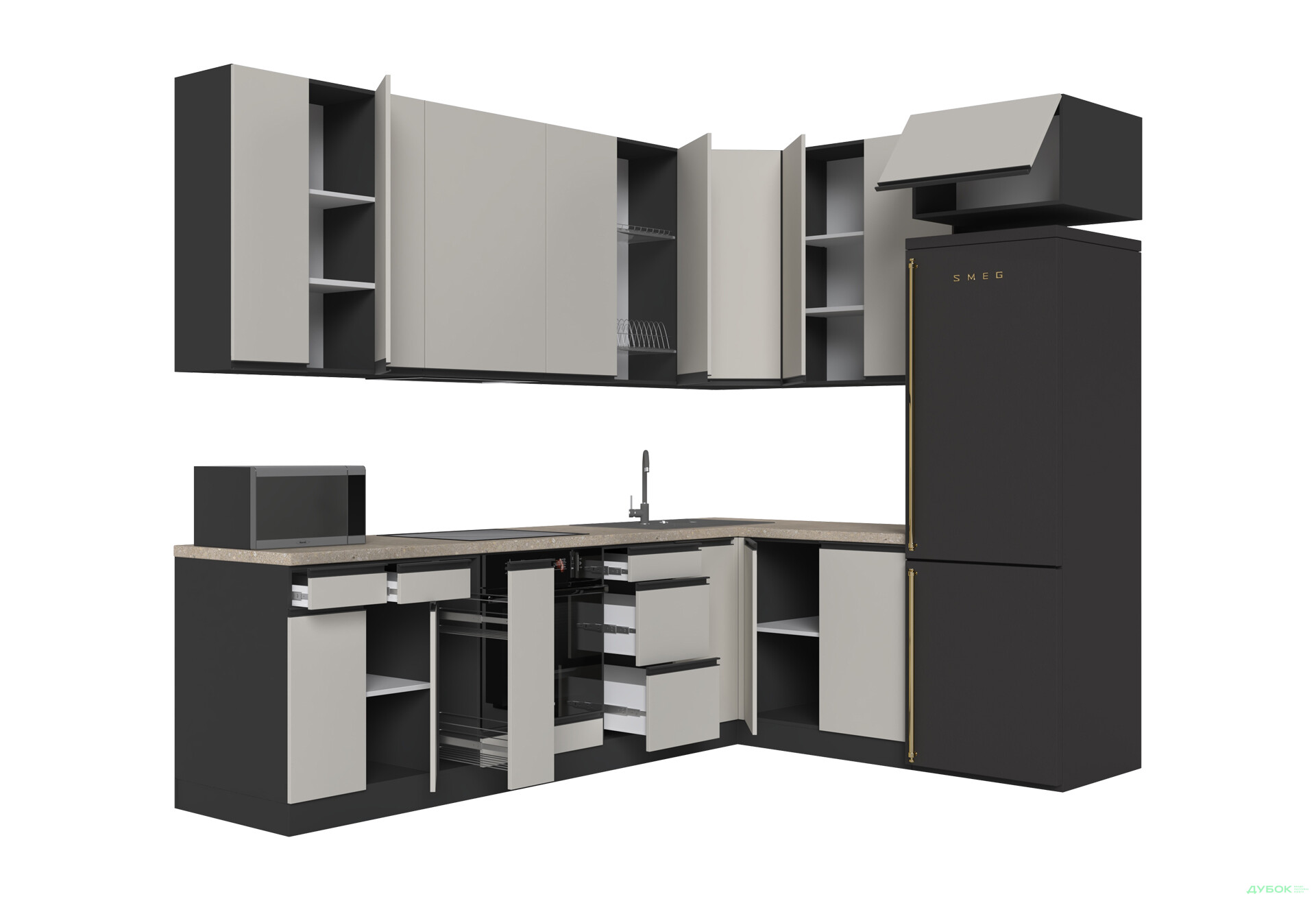 Зображення 5 - Кухня VIP-master ГаМа / GaMa Люкс 300x200 см, антрацит / кашемір