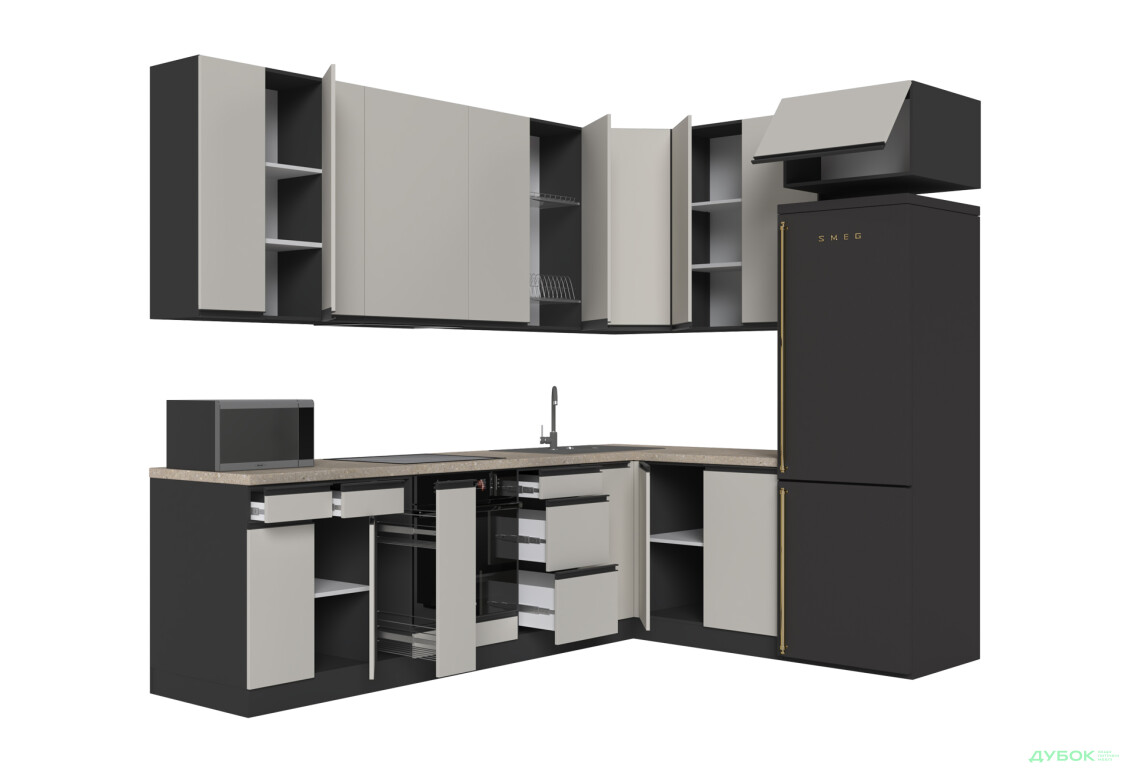 Зображення 5 - Кухня VIP-master ГаМа / GaMa Люкс 300x200 см, антрацит / кашемір