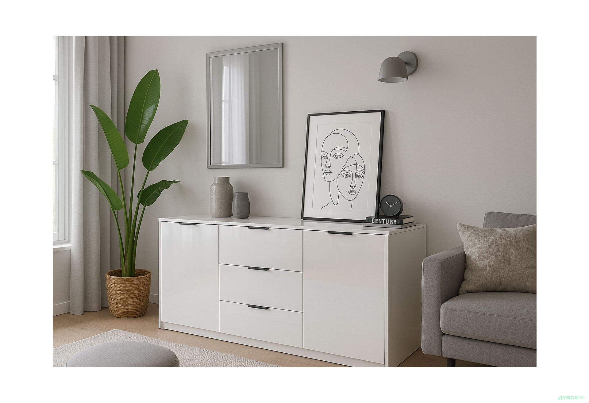 Изображение 2 - Комод МироМарк Roma Color / Рома Колор с 2 дверками и 3 ящиками 160 см глянец белый