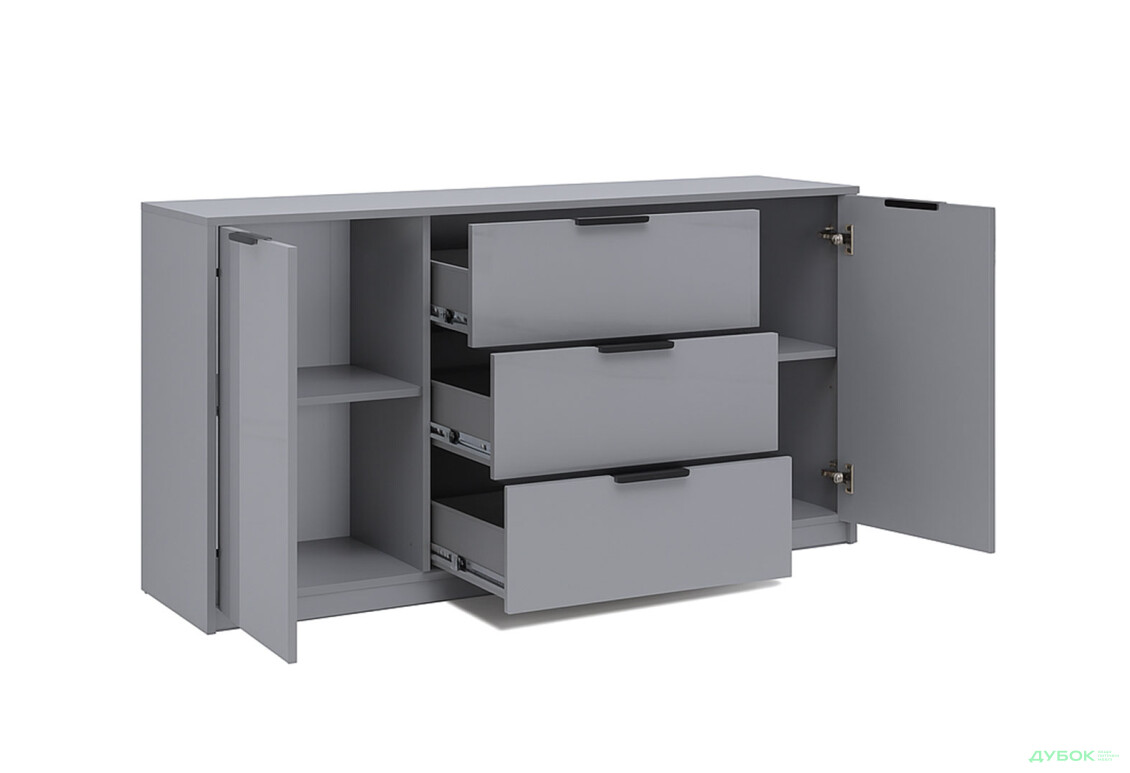 Зображення 4 - Комод MiroMark Roma Color / Рома Колор з 2 дверками і 3 шухлядами 160 см глянець сіра лава