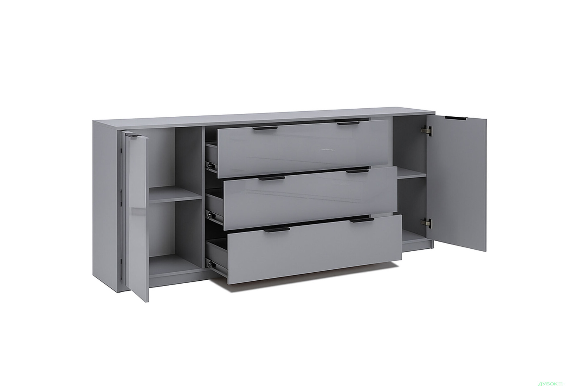 Зображення 4 - Комод MiroMark Roma Color / Рома Колор з 2 дверками і 3 шухлядами 200 см глянець сіра лава