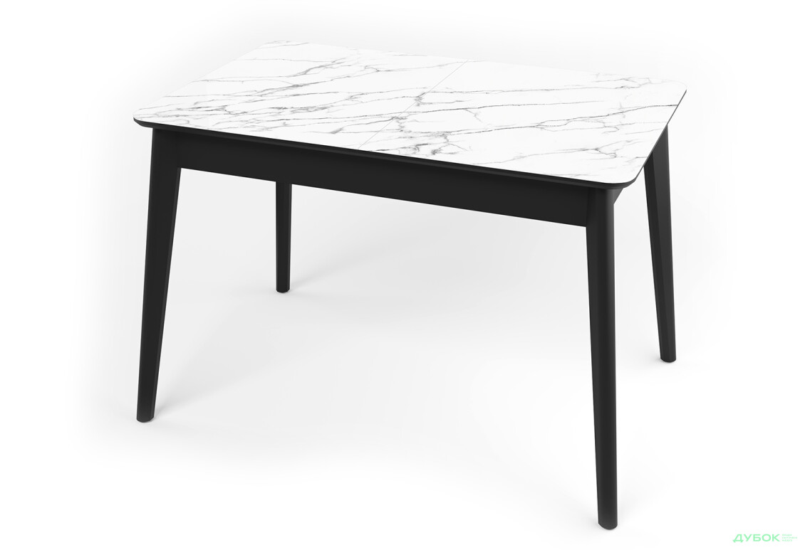 Стіл кухонний Jam Честер розкладний 120 / 160 см, чорний / скло діамант 66 М