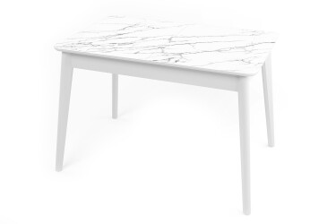 Стіл кухонний Jam Честер розкладний 120 / 160 см, білий / скло діамант 66 М