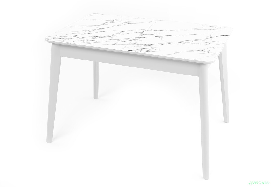 Стіл кухонний Jam Честер розкладний 120 / 160 см, білий / скло діамант 66 М