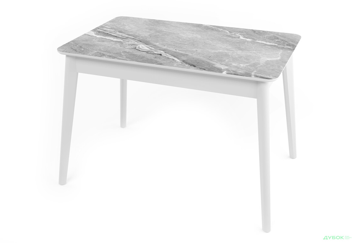 Стіл кухонний Jam Честер розкладний 120 / 160 см, білий / скло діамант 78 М